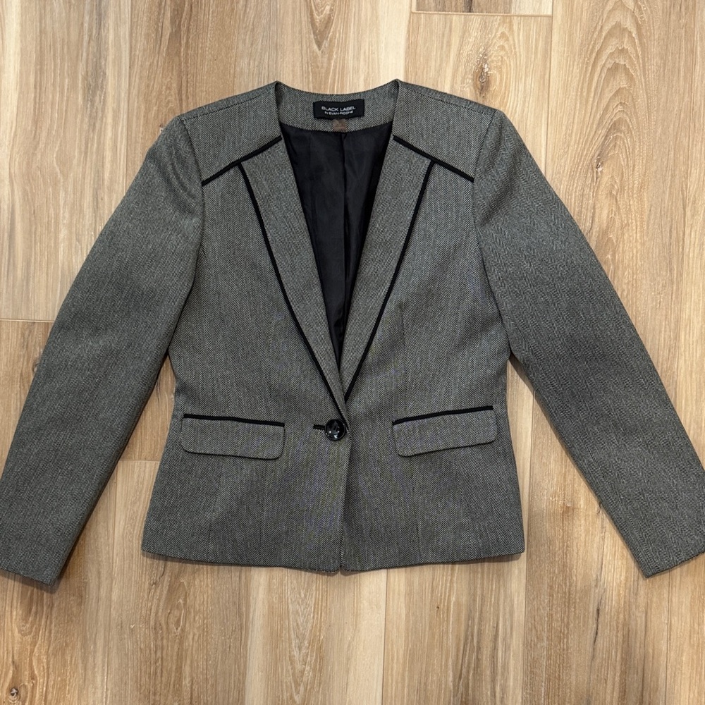 Evan Picone Charcoal Blazer with Black Accents